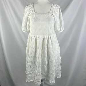 Hayden Los Angeles White Textured Babydoll Dress with Pockets - Womens